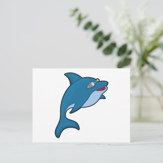 Dolfijn in zwemmen met zwembril briefkaart (Staand voorkant)