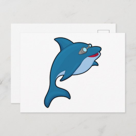 Dolfijn in zwemmen met zwembril briefkaart (Voorkant / Achterkant)