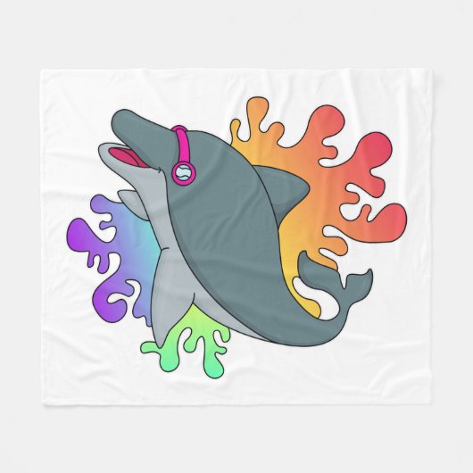 Dolfijn in zwemmen met zwembril fleece deken (Voorkant (Horizontaal))