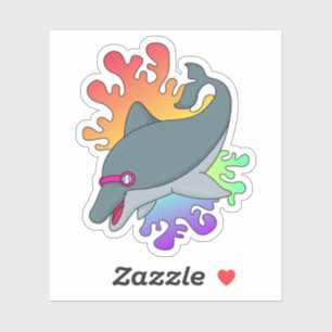 Dolfijn in zwemmen met zwembril sticker