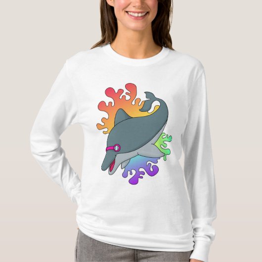 Dolfijn in zwemmen met zwembril t-shirt (Voorkant)