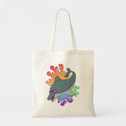 Dolfijn in zwemmen met zwembril tote bag (Voorkant)