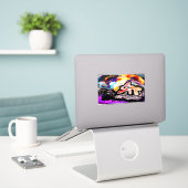 Dolfijn juweel sticker (Laptop op bureau)