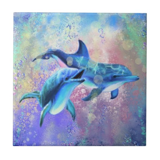Dolfijn Keramische Tegel Tegeltje (Voorkant)
