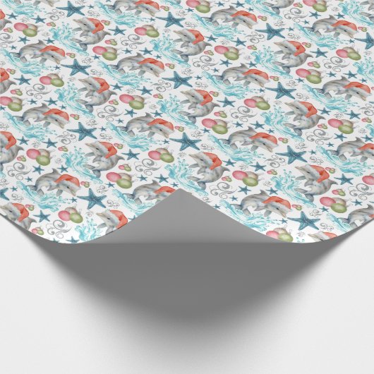 Dolfijn Kerst Inpakpapier (Hoek)