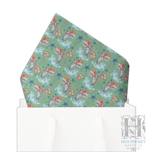 Dolfijn Kerst Tissue Papier in Groen