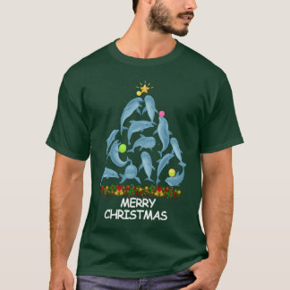 Dolfijn Kerstboom Prettig Kerstfeest gezin T-shirt