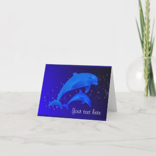 Dolfijn Kobalt Blauwe Oceaan Zee Aangepaste Opmerk Kaart