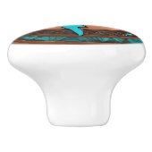 Dolfijn koper en turquoise keramische knop (Zijkant)