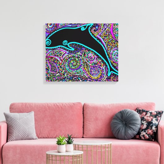 Dolfijn Kunstontwerp Canvas Afdruk (Insitu (Woonkamer))