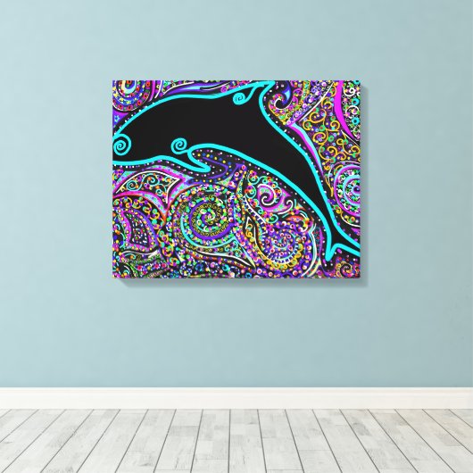 Dolfijn Kunstontwerp Canvas Afdruk (Insitu (Houten vloer))