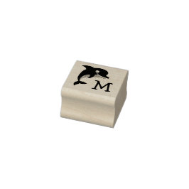 Dolfijn Leuk Kind Monogram Initiaal Rubberstempel
