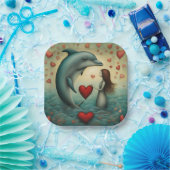 Dolfijn Liefde 1 Papieren Bordje (Feest)