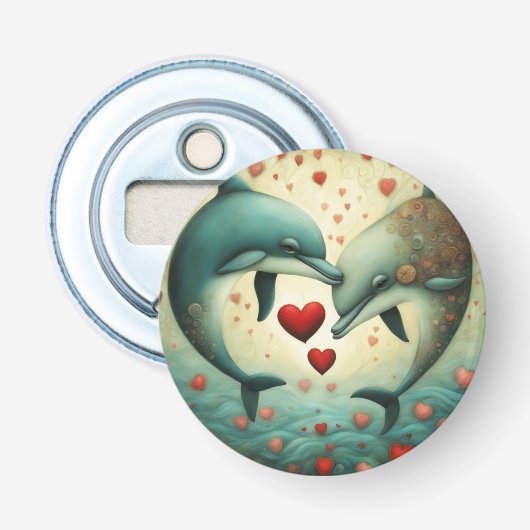 Dolfijn Liefde 2 Button Flesopener (Voorkant)