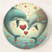 Dolfijn Liefde 2 Zandsteen Onderzetter (Voorkant)