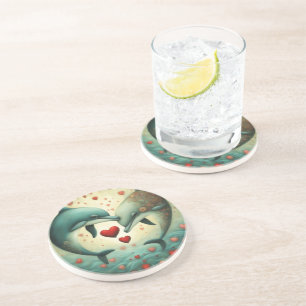 Dolfijn Liefde 2 Zandsteen Onderzetter