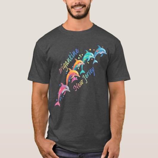 Dolfijn Liefhebber Brigantine NJ Familie Strand Va T-shirt (Voorkant)