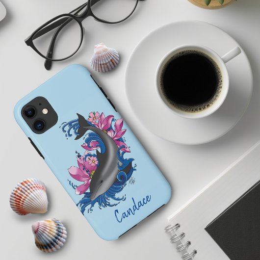 Dolfijn Lotus Bloemen Kersenbloesem Case-Mate iPhone Case