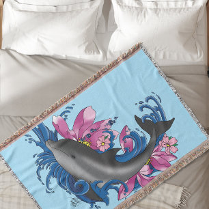 Dolfijn Lotus Bloemen Kersenbloesem Deken