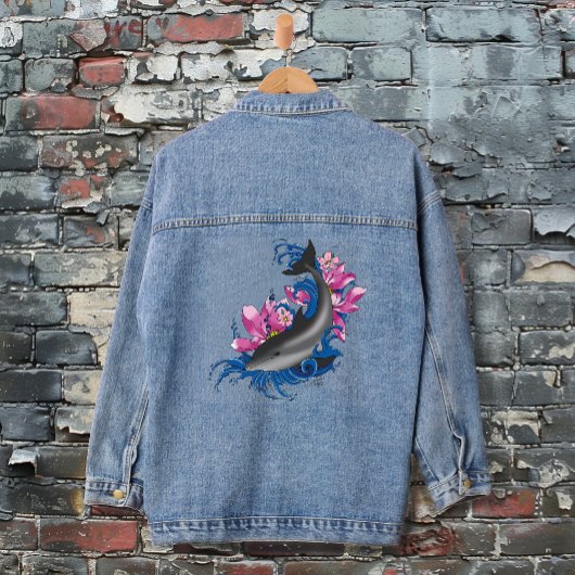 Dolfijn Lotus Bloemen Kersenbloesem Denim Jacket