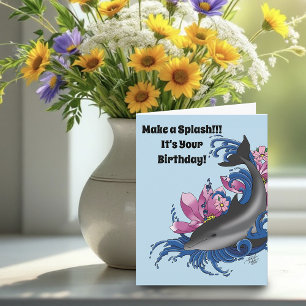 Dolfijn Lotus Bloemen Kersenbloesem Kaart