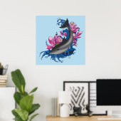 Dolfijn Lotus Bloemen Kersenbloesem Poster (Thuiskantoor)
