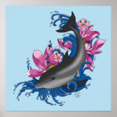Dolfijn Lotus Bloemen Kersenbloesem Poster (Voorkant)