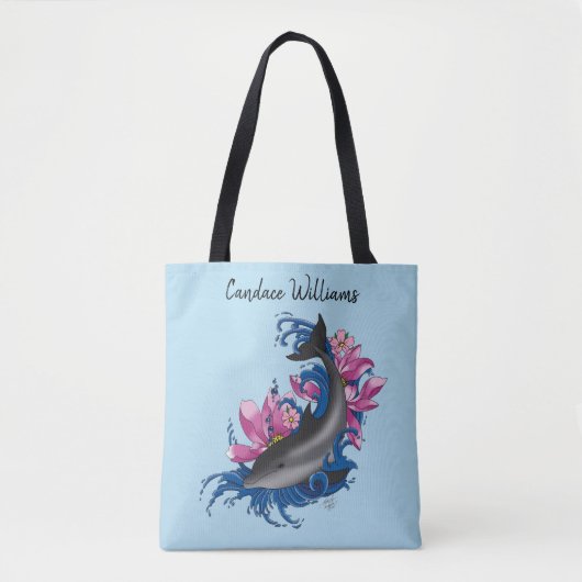 Dolfijn Lotus Bloemen Kersenbloesem Tote Bag (Voorkant)
