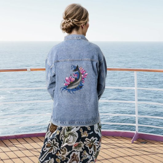 Dolfijn Lotusbloemen Kersenbloesem Denim Jacket