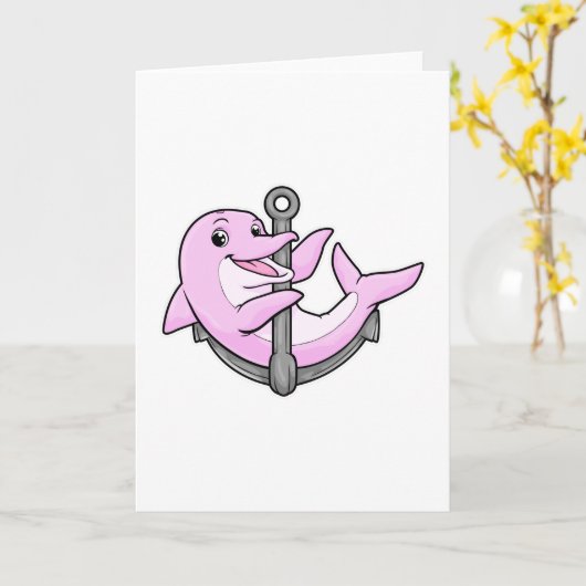 Dolfijn met Anchor Kaart (Gele Bloem)