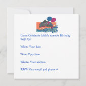 Dolfijn met ballonnen 6e verjaardag Uitnodiging (Achterkant)