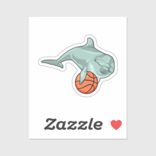 Dolfijn met Basketball Sticker