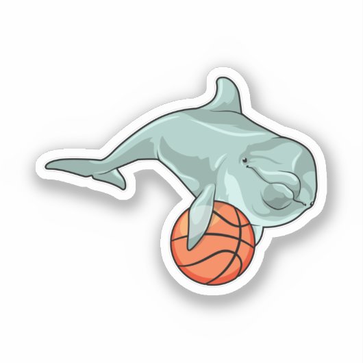 Dolfijn met Basketball Sticker (Voorkant)
