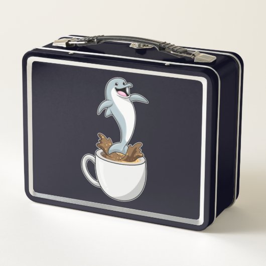Dolfijn met beker koffie (Achterkant)
