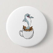 Dolfijn met beker koffie ronde button 7,6 cm (Voorkant)