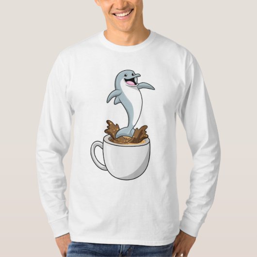Dolfijn met beker koffie t-shirt (Voorkant)