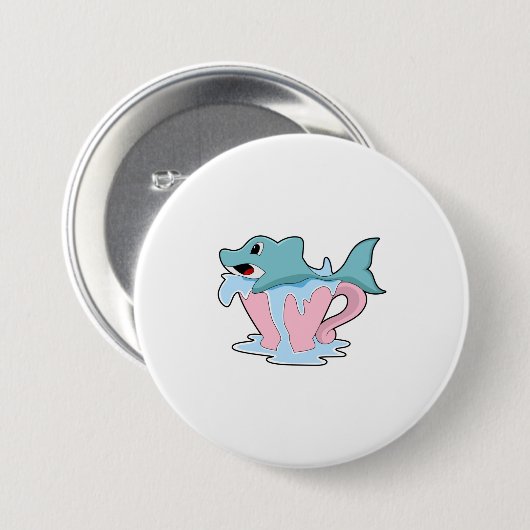 Dolfijn met beker water.PNG Ronde Button 7,6 Cm (Voorkant /achterkant)