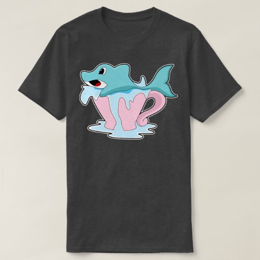 Dolfijn met beker water t-shirt (Design voorkant)