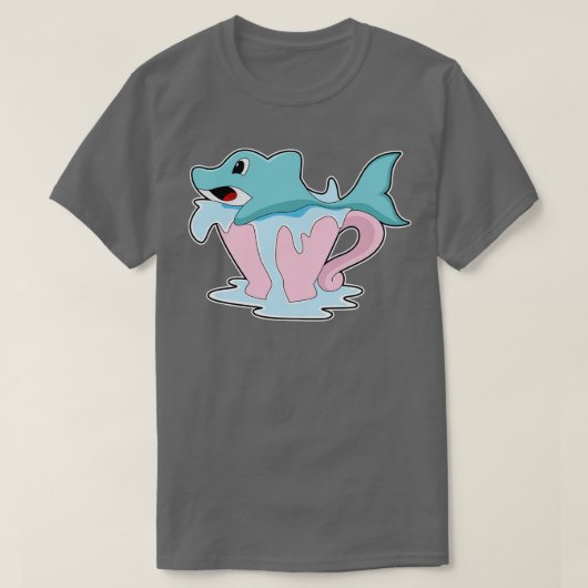 Dolfijn met beker water t-shirt (Design voorkant)