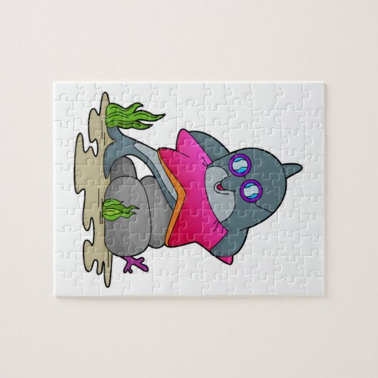 Dolfijn met bril legpuzzel (Horizontaal)