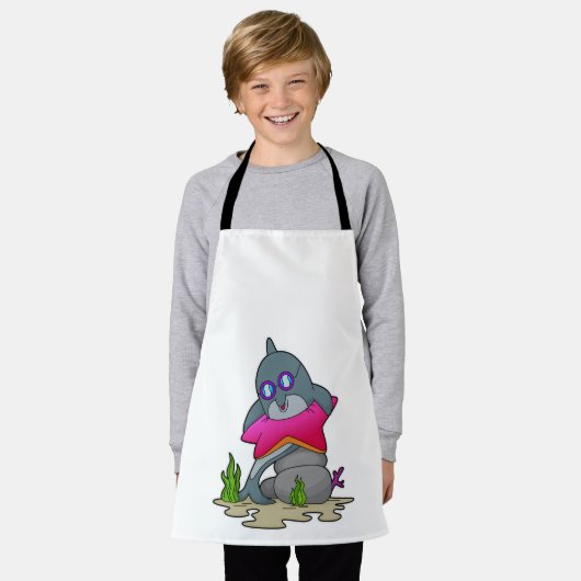 Dolfijn met bril schort (Gedragen)