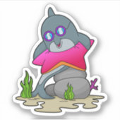 Dolfijn met bril sticker (Voorkant)