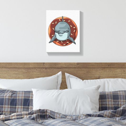 Dolfijn met Donut Canvas Afdruk (Insitu (Slaapkamer))