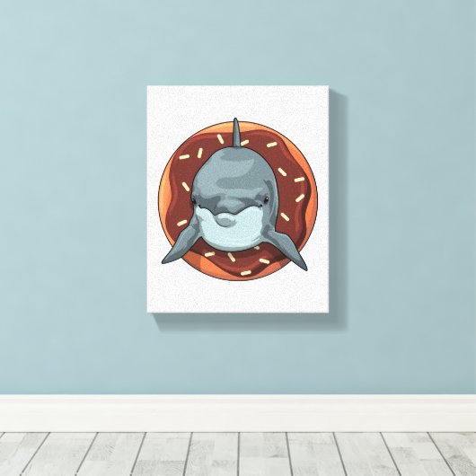 Dolfijn met Donut Canvas Afdruk (Insitu (Houten vloer))