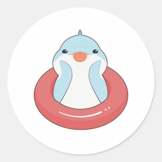 Dolfijn met draairing ronde sticker (Voorkant)