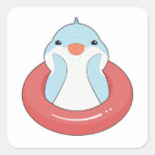 Dolfijn met draairing vierkante sticker (Voorkant)