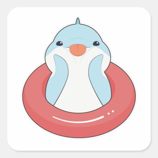 Dolfijn met draairing vierkante sticker (Voorkant)