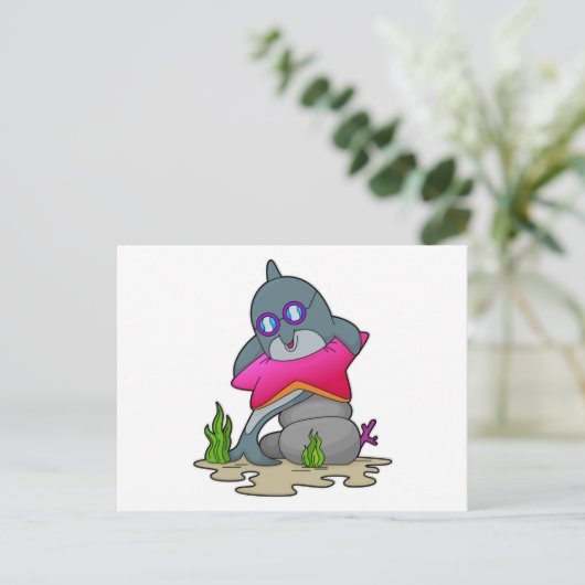 Dolfijn met een Bril Briefkaart (Staand voorkant)