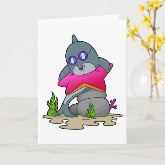 Dolfijn met een bril kaart (Gele Bloem)