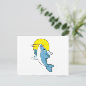 Dolfijn met fitnessbanden briefkaart (Staand voorkant)